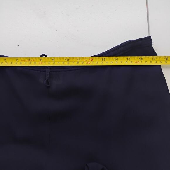 MM by Krizia Silk Wide Leg Pants Women’s Sz 8 Navy Semi Sheer Drawstring Pockets - Picture 7 of 10